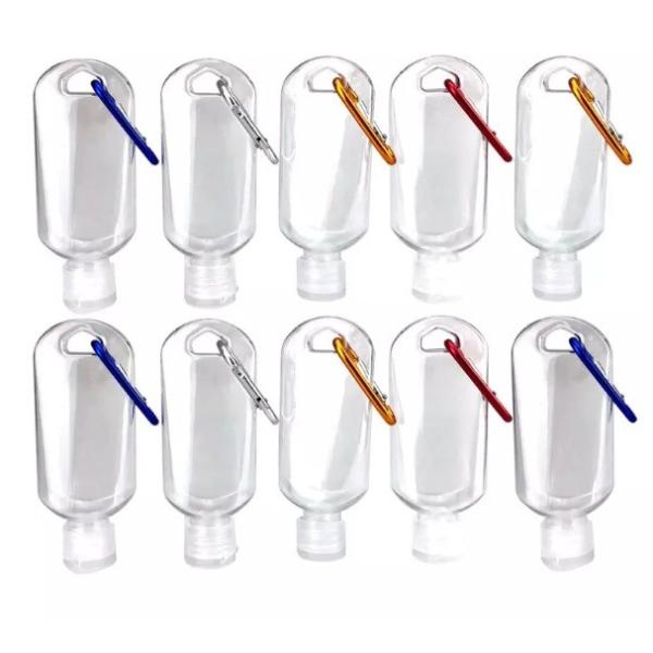 Quality Clear 50mL PET Hand Wash Container Portable Refillable Empty Travel Squeeze Bottle with Hook for sale