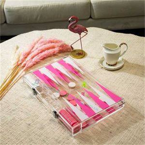 Buy cheap Pink Backgammon Pieces Checkers Custom Lucite Acrylic Backgammon Set from wholesalers