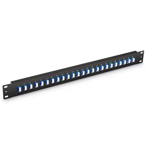 FHU 1U 19'' Fiber Adapter Panel, 48 Fibers OS2 Single Mode, 24 x LC UPC Duplex