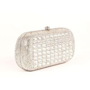 Buy cheap Rectangular Silver Rhinestone Evening Bags With 120cm Metal  Chain from wholesalers