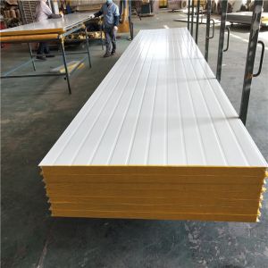 Buy cheap sound insulation prefabricated house 50mm rock wool embossing sandwich panel from wholesalers