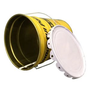 Buy cheap White Matte Metal Paint Bucket With Flower Edge Lid from wholesalers