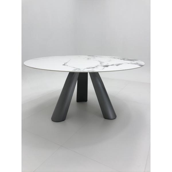Modern Luxury Metal Round Dining Table Italian Ceramic Marble Dining Table With Chairs