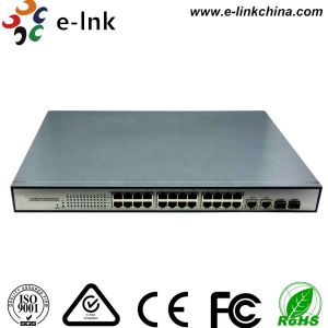 Buy cheap 2 SFP + 24 PoE 10 / 100 /1000M PoE-PSE Fiber to Copper Ethernet PoE Switch from wholesalers