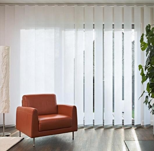 Lower open high quality home elegant sheer fabric white vertical blind and