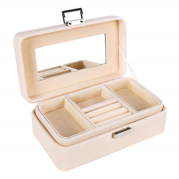 Quality Rigid Modern Jewelry Box 2 Layer Organizer Mirror Jewelry Storage Box 21x12x8 Cm for sale