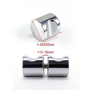 2PCs back to back Cylinder Shower Door Handle Pull Knobs Chrome Stainless Steel
