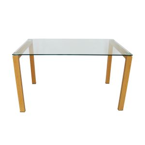 Buy cheap Clear OEM Tempered Glass Dining Table With 60x60mm Aluminum Plate from wholesalers