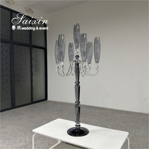 Buy cheap ZT-593B Saixin Large 7 Arms Crystal Candelabra Chic Smoke Gray Colored For Wedding Centerpieces from wholesalers