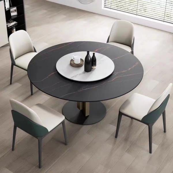 Modern Round Marble Top Dining Table Luxury Italian Nature Marble Dining Table With Rotating Centre Lazy Susan