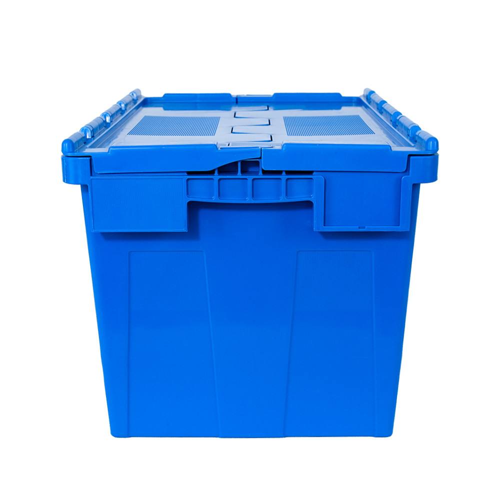 Customized Color Logistic Moving Turnover Attached Lid Crate for Stackable