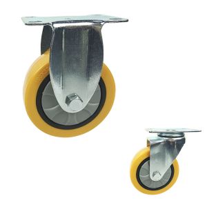 Buy cheap 5 Inch Rigid Plate Floor Protecting Ball Bearing PU Trolley Casters from wholesalers