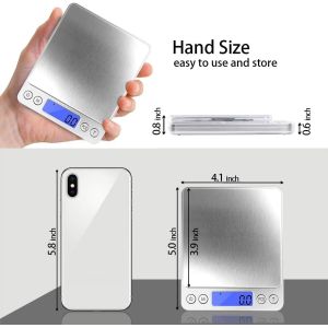 Digital Kitchen Scale 3000g/ 0.1g, Pocket Food Scale 6 Measure Modes, LCD, Tare,