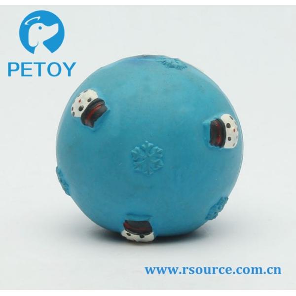 Quality Latex blue Christmas squeaky dog ball toy for sale