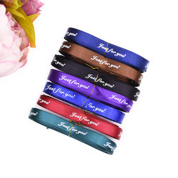 Wholesale custom printed logo decorative blue polyester satin ribbon for