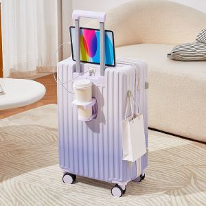 Rainbow Gradient Suitcase with Deluxe Shock-Absorbing Swivel Wheels and High