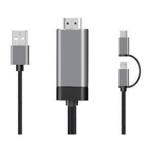 2 In 1 1080p Micro Hdmi Cable Aluminum Hdmi To Usb C Cord