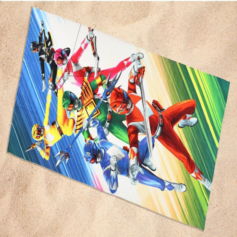 Power Rangers Mighty Morphin Beach Towel with Reactive Printing and Customizable