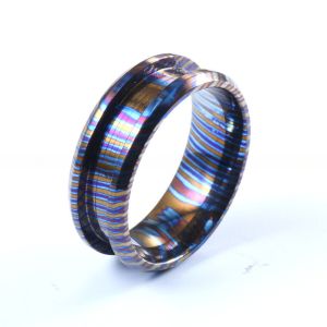 Buy cheap Customized Handmade Natural Colourful Timascus Rings Blank Inlay Ring for Men Width 8mm Third Party Appraisal Certificate from wholesalers