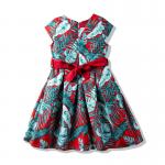 Buy cheap Round Neck Print Summer Children'S Clothing Princess Children Bow Belt Girls Dresses from wholesalers