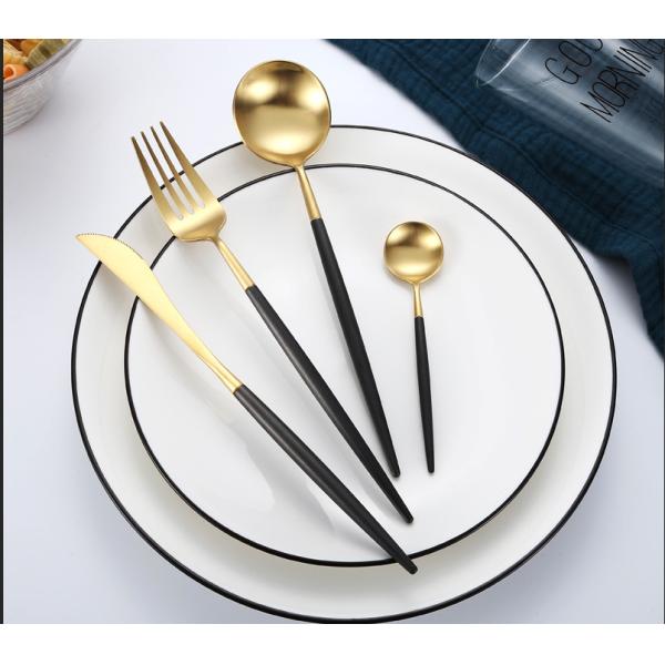 Quality NC099 Stainless Steel Cutlery Set with Black and Gold color Flatware Kitchen Household China supplier for sale