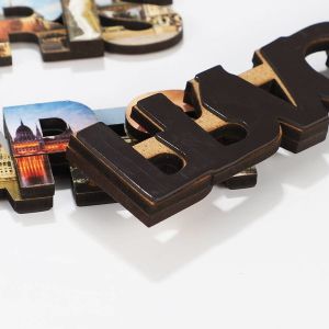Custom Logo Magnetic Souvenir Silk Printing MDF Wood Fridge Magnets