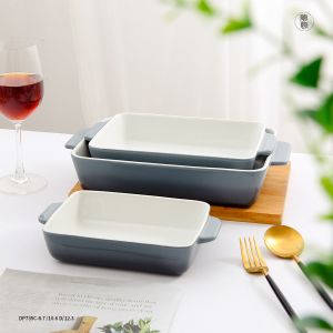 Buy cheap Rectangular Shape Ceramic Bakeware Sets Dish For Lasagna 23.7oz Volume from wholesalers