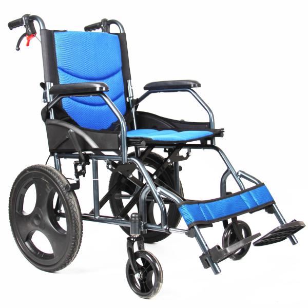 Quality Aluminium Lightweight Manual Folding Wheelchair with Solid Castor for sale