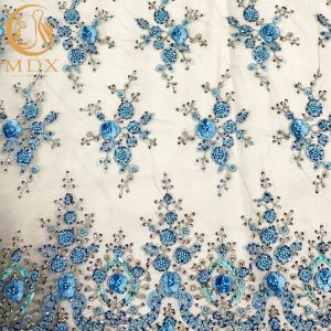 20％ Polyester Guipure Lace Fabric / Embroidered Mesh Lace 3D Applique