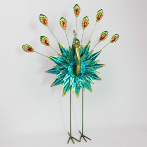 Buy cheap Glossy Colorful Peacock Metal Medium Size Animal Garden Ornament Artistic Design Theme Nature from wholesalers