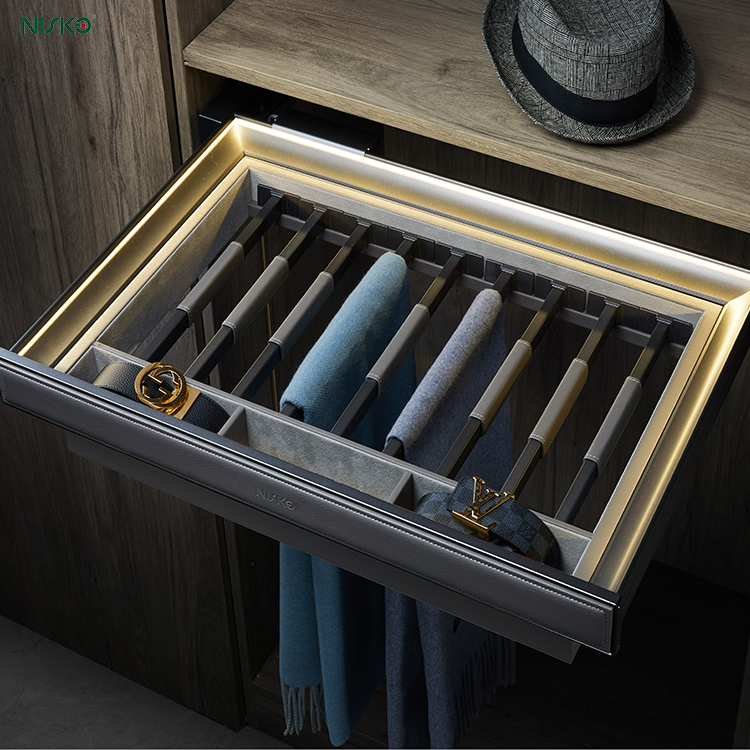 Buy cheap Light Pull Out Pants Organizer Glass Trouser Rack for Wardrobe Clothes Storage from wholesalers