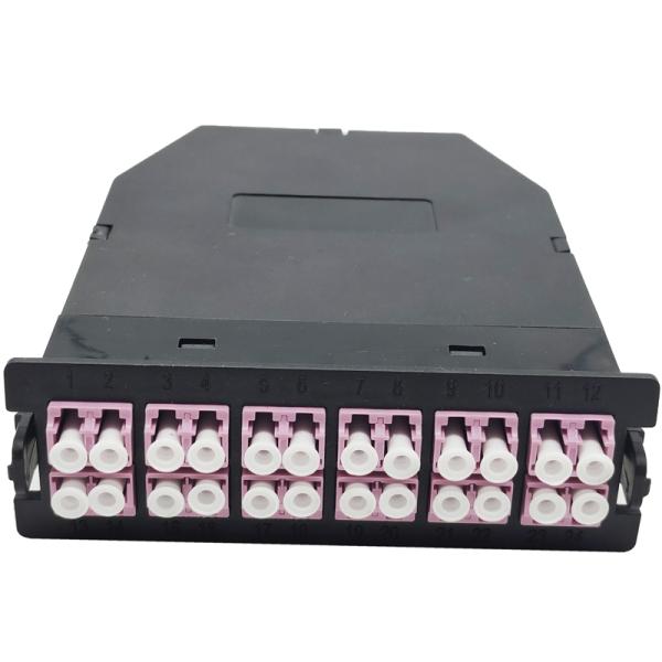 24F Black LC Duplex Multimode MPO MTP Fiber Cassette for 24 Ports OM3 OM4 OS2 Patch Panel