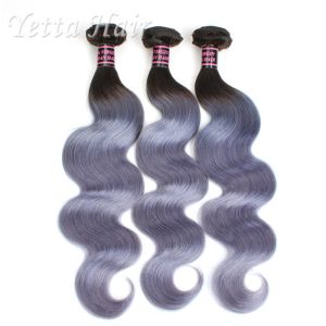 Buy cheap 7A Virgin Brazilian Hair 1B / Grey Ombre Human Hair Extensions Body Wave from wholesalers