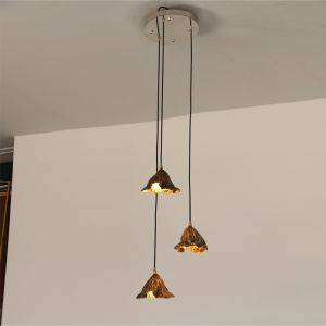Dewaxed Copper Lotus Leaf Chandelier Creative Indoor Chandelier