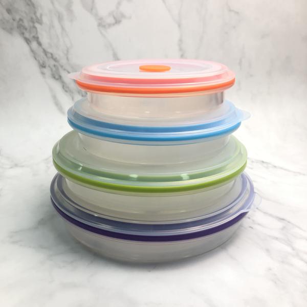 Bpa Free Large Air-Tight Folding Collapsible Kids Hiking All Silicone Food Divider Storage Container With Leak Proof Lock