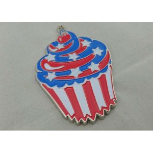 Buy cheap 2.0mm Colorful Cupcake Enamel Medal , Glitter Filled And Gold Plating from wholesalers