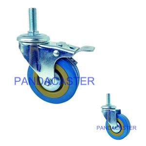 Threaded Rod Swivel PVC 75mm Castor Wheel With Lock Brake