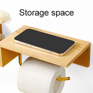 Buy cheap Sustainable Wall Bamboo Toilet Paper Storage Holder With Shelf from wholesalers