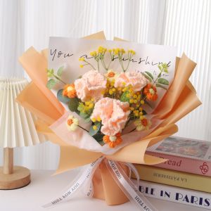 Handmade Wool Knitted Bouquet in Multiple Colors for Mom's Birthday Gift