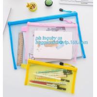 China Mesh Waterproof Zipper File Document Bag, canvas A4 file document mesh zipper bag, office filing mesh plastic mesh docum for sale
