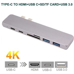 Buy cheap 7in1 USB Dual Type-C Hub to Adapter 4K  For MacBook Pro Thunderbolt 3 port USB-C port charging docking from wholesalers