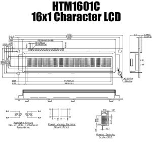 Monochrome Character LCD Module 1X16 With MCU Interface HTM1601C