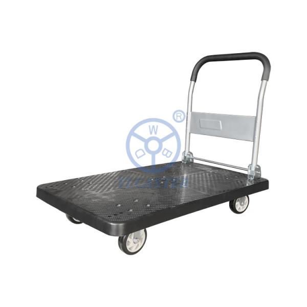 Quality 500kg Five Wheels Foldable Platform Trolley With Handle Industrial for sale