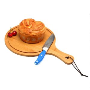 Buy cheap round wooden pizza peel with groove and handle from wholesalers