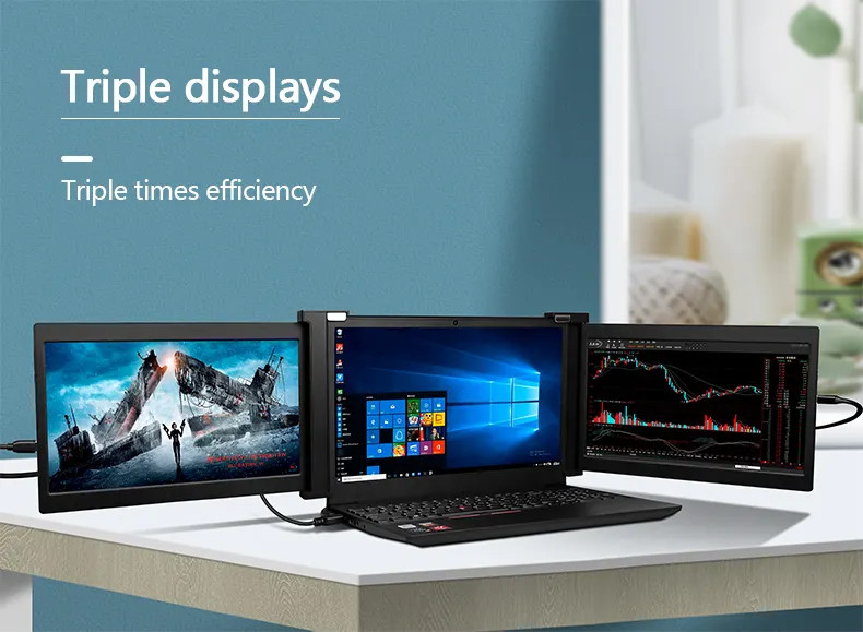 Buy cheap OEM USB C Type C 1080P IPS HDR Portable 3 Screen Monitor For Laptop Gaming 10.1 Inch from wholesalers