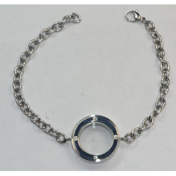 Quality Stainless Steel Glass Round Floating Charm Living Lockets Chain Bracelet GLB015 for sale
