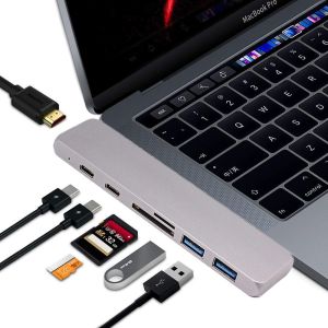 Buy cheap 7in1 USB Dual Type-C Hub to Adapter 4K For MacBook Pro Thunderbolt 3 port USB-C from wholesalers