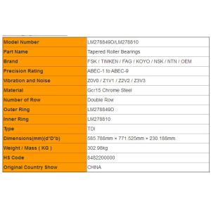 Buy cheap Auto Part Number Cross Reference LM278849D/LM278810 Tapered Roller Bearing from wholesalers
