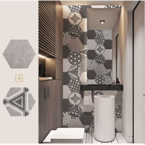 Buy cheap Black And White Hexagon 200x230mm Bathroom Ceramic Tile from wholesalers