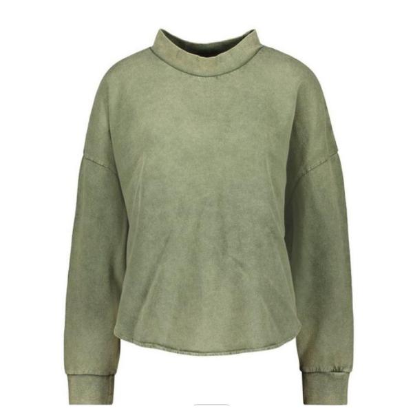 Drop Shoulder Slogan Embroidery Sweatshirt Blank Camo 100% Cotton Womens Oversized Sweatshirt